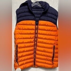 Pehmea Collection Puffer Vest. Mens Large Orange and Blue